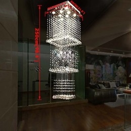 Plafonnier suspendu en cristal K9, 8 lumières, design moderne et luxueux, avec canopée argentée transparente