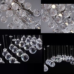 Plafonnier suspendu en cristal K9, 8 lumières, design moderne et luxueux, avec canopée argentée transparente