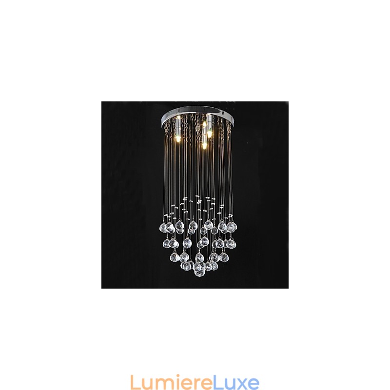 Plafonnier traditionnel classique en métal chromé et cristal