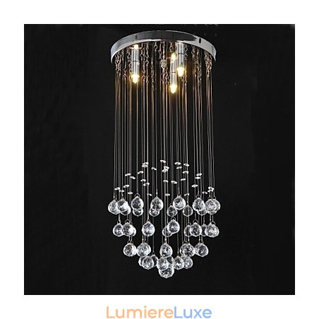 Plafonnier traditionnel classique en métal chromé et cristal Plafonnier traditionnel classique en métal chromé et cristal