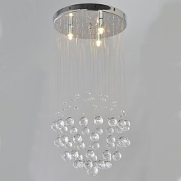 Plafonnier traditionnel classique en métal chromé et cristal