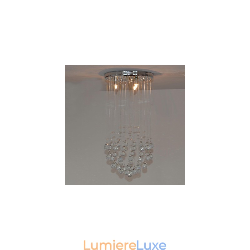 Plafonnier traditionnel classique en métal chromé et cristal