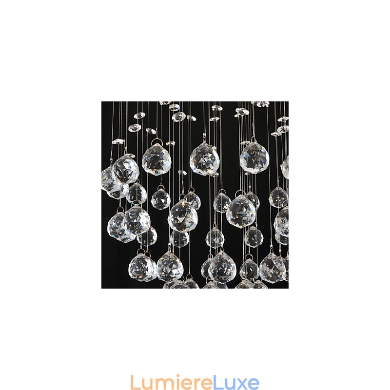 Plafonnier traditionnel classique en métal chromé et cristal