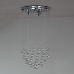 Plafonnier traditionnel classique en métal chromé et cristal