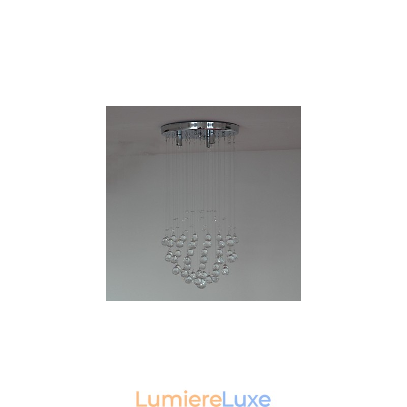 Plafonnier traditionnel classique en métal chromé et cristal
