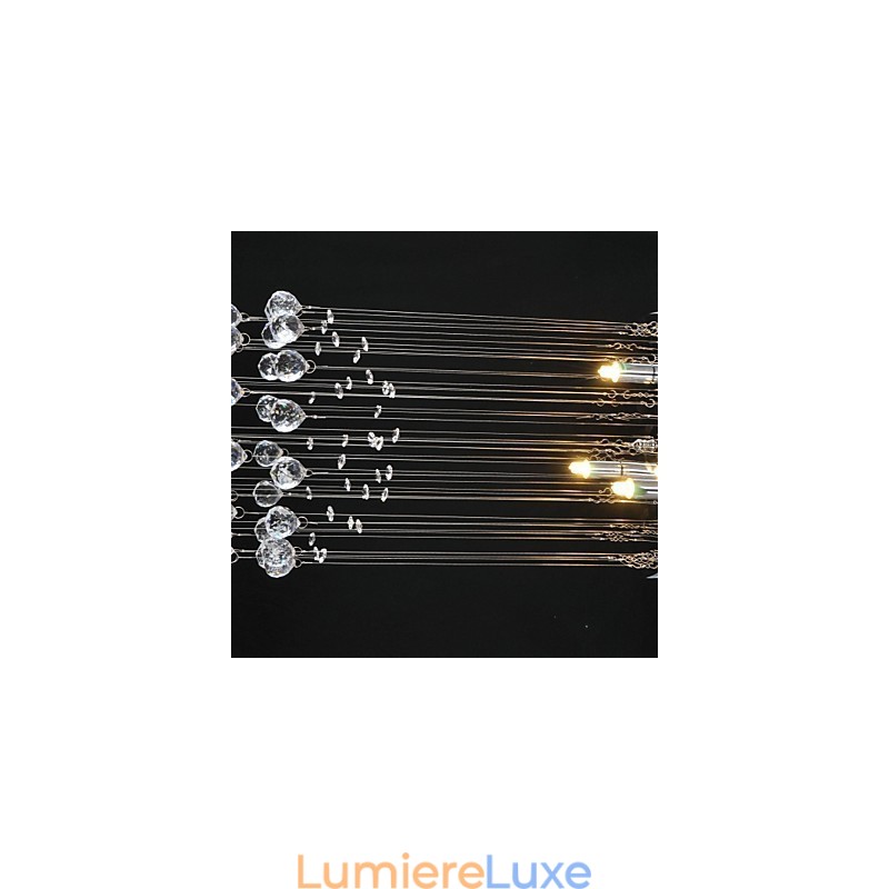 Plafonnier traditionnel classique en métal chromé et cristal