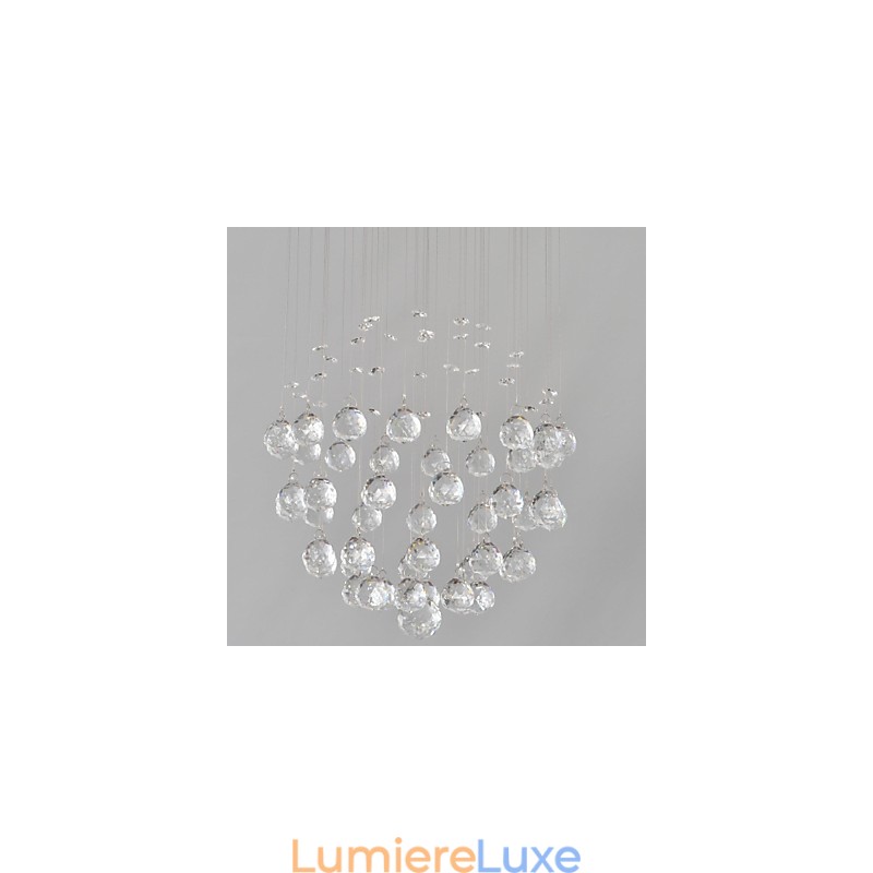 Plafonnier traditionnel classique en métal chromé et cristal