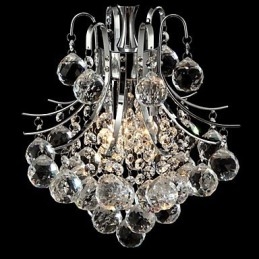 Lustre suspendu moderne contemporain en cristal chromé
