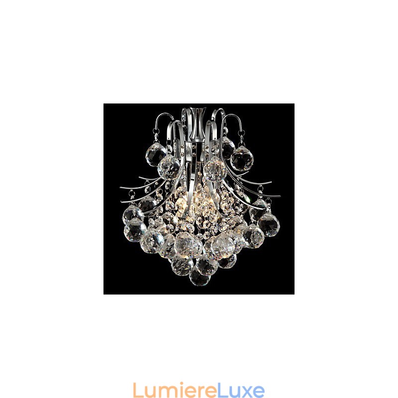 Lustre suspendu moderne contemporain en cristal chromé
