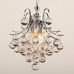 Lustre suspendu moderne contemporain en cristal chromé