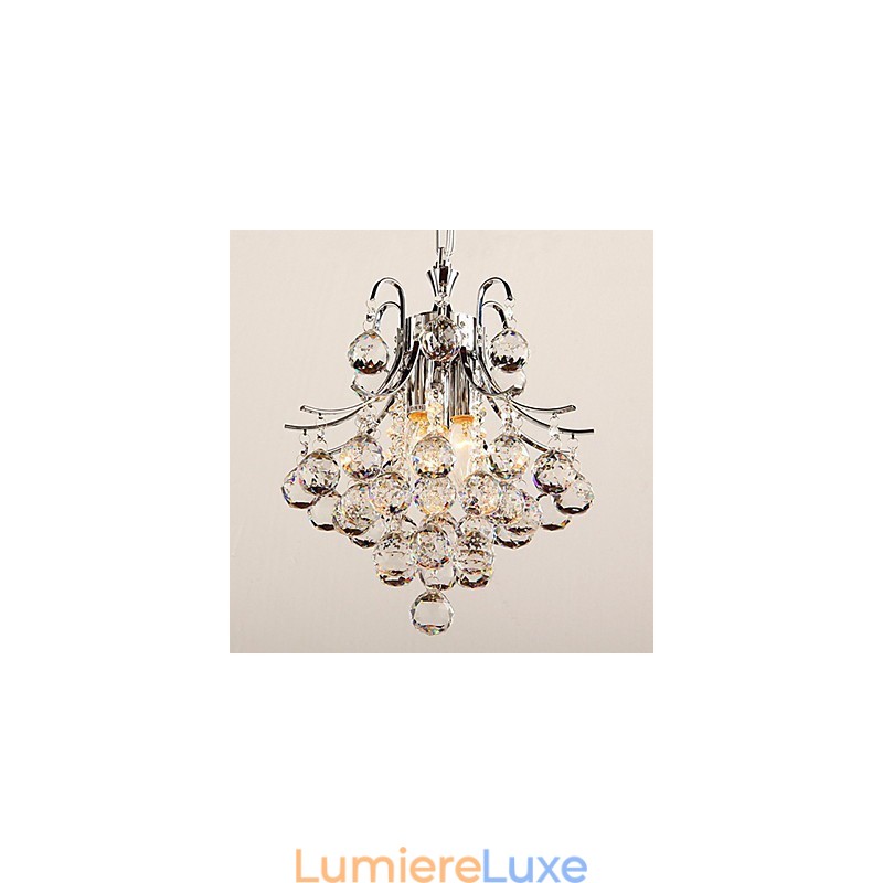 Lustre suspendu moderne contemporain en cristal chromé