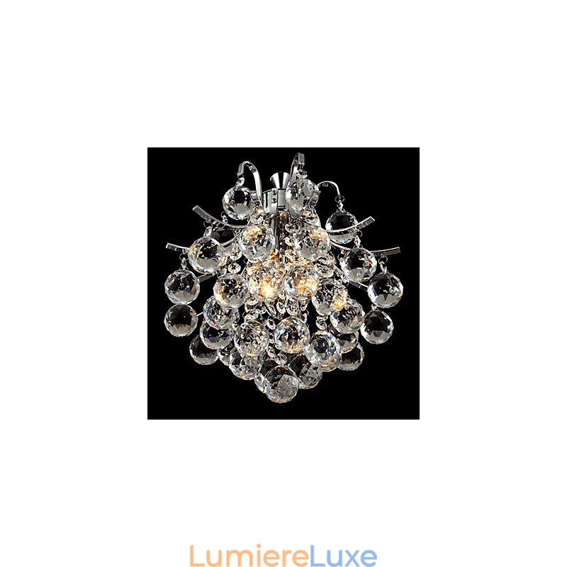 Lustre suspendu moderne contemporain en cristal chromé