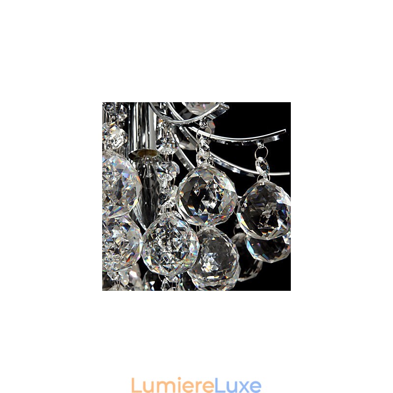 Lustre suspendu moderne contemporain en cristal chromé