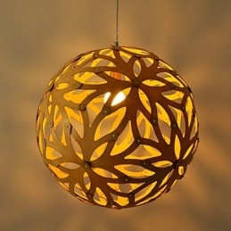 Suspension rétro en bois et bambou