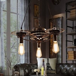 Lustre industriel à engrenages éolien VintageLron