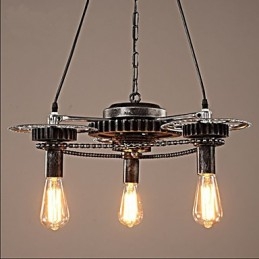 Lustre industriel à engrenages éolien VintageLron