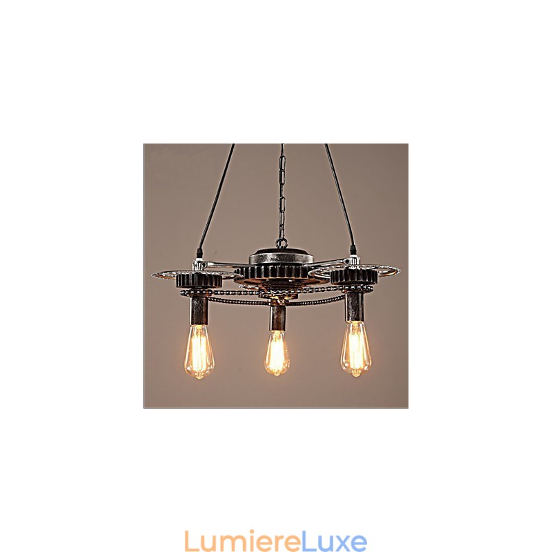 Lustre industriel à engrenages éolien VintageLron