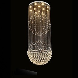 Lustre suspendu moderne en cristal à 12 lumières, design argenté, globe en cristal transparent