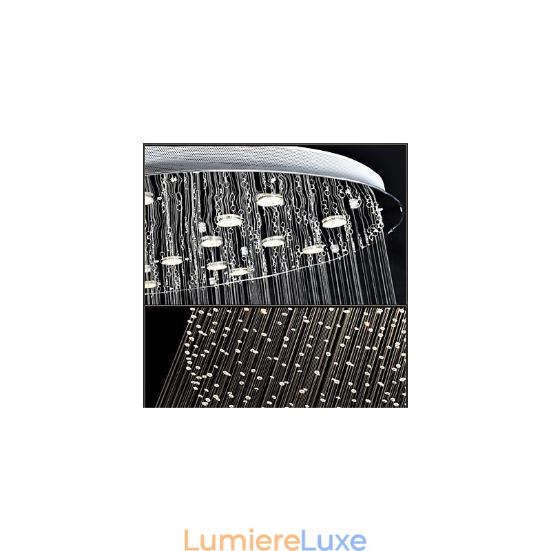Lustre suspendu moderne en cristal à 12 lumières, design argenté, globe en cristal transparent