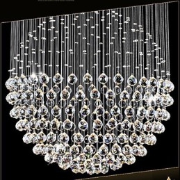 Lustre suspendu moderne en cristal à 12 lumières, design argenté, globe en cristal transparent