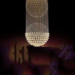 Lustre suspendu moderne en cristal à 12 lumières, design argenté, globe en cristal transparent