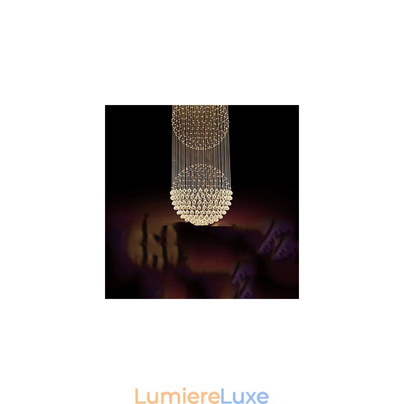 Lustre suspendu moderne en cristal à 12 lumières, design argenté, globe en cristal transparent