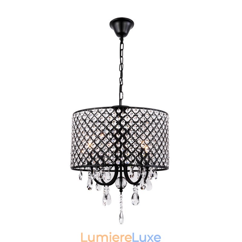 Lustre contemporain moderne en cristal chromé