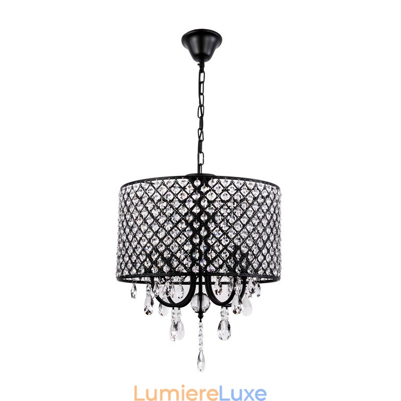 Lustre contemporain moderne en cristal chromé