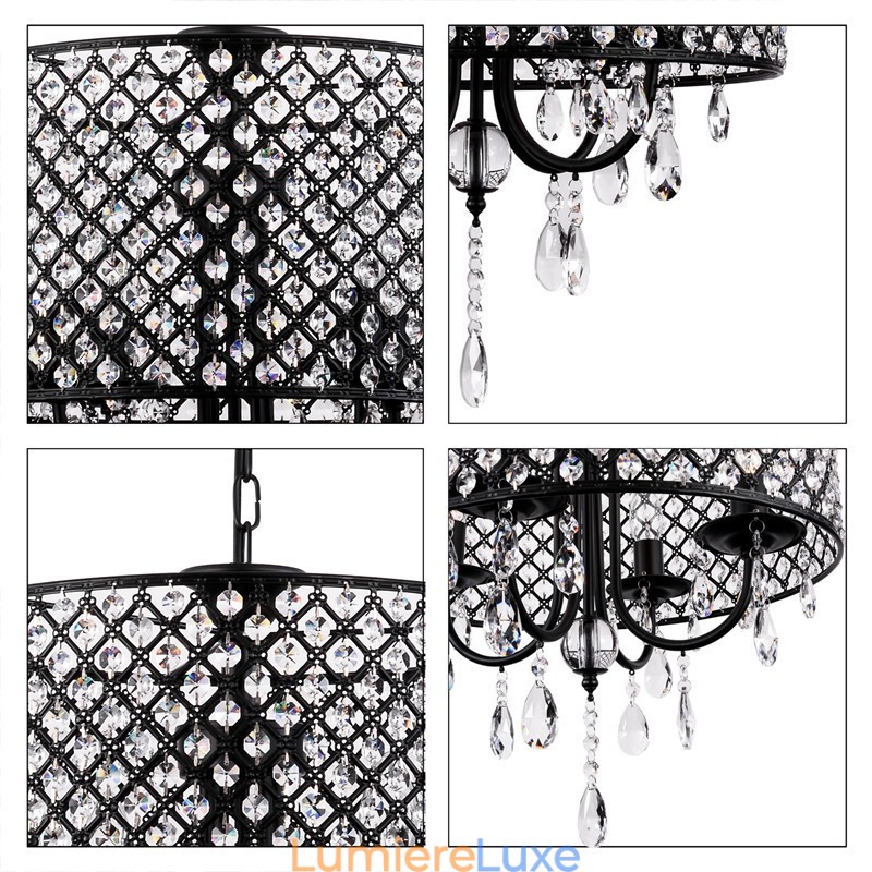 Lustre contemporain moderne en cristal chromé