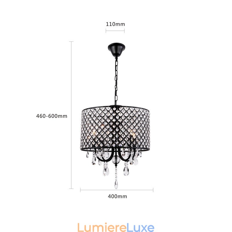 Lustre contemporain moderne en cristal chromé