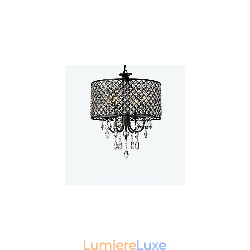 Lustre contemporain moderne en cristal chromé
