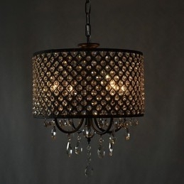 Lustre contemporain moderne en cristal chromé