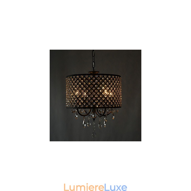 Lustre contemporain moderne en cristal chromé