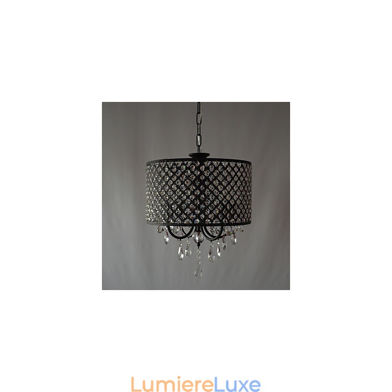 Lustre contemporain moderne en cristal chromé