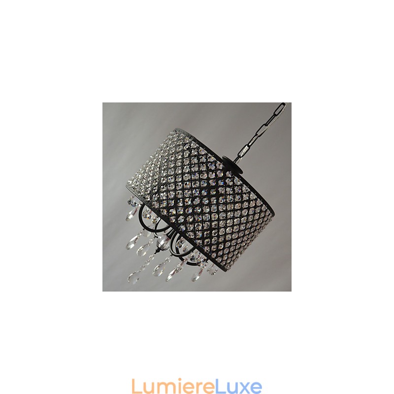Lustre contemporain moderne en cristal chromé