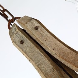 Lustre vintage en bois et bambou peint de style mini