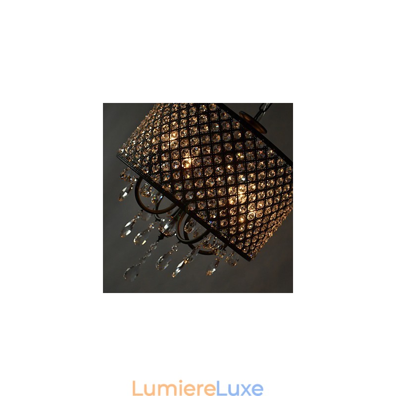 Lustre contemporain moderne en cristal chromé