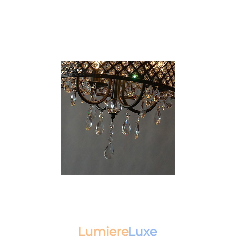 Lustre contemporain moderne en cristal chromé