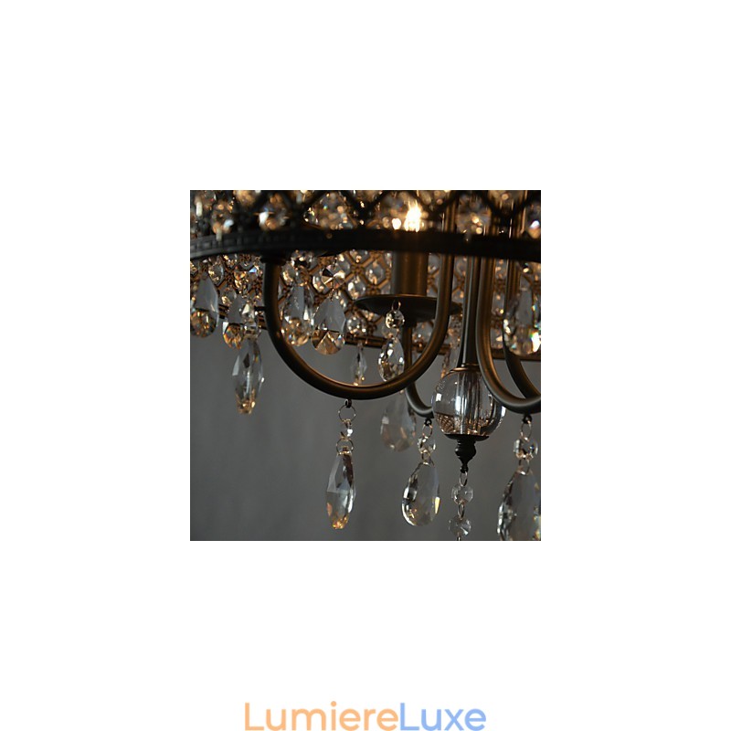 Lustre contemporain moderne en cristal chromé