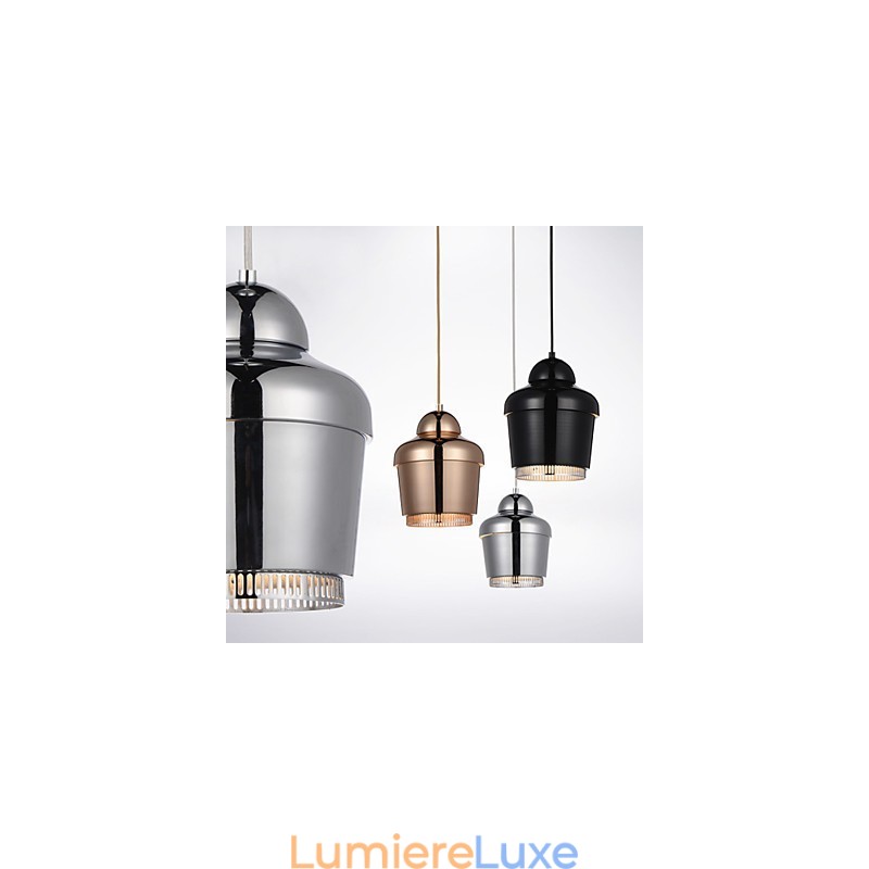 Suspension 1 lumière moderne et simple, en acier au carbone, chrome doré, noir et blanc