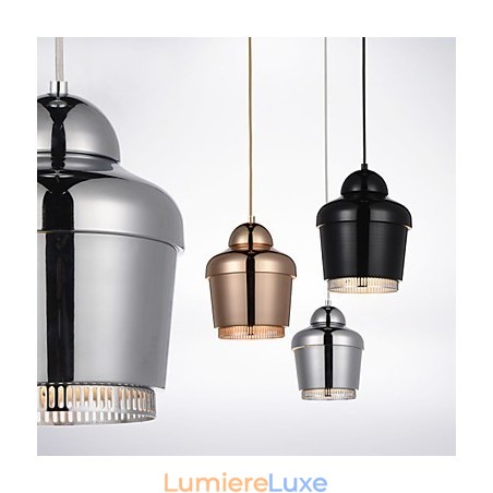 Suspension 1 lumière moderne et simple, en acier au carbone, chrome doré, noir et blanc Suspension 1 lumière moderne et simple, en acier au carbone, chrome doré, noir et blanc