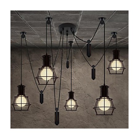Lustre 5 têtes rustique Lodge vintage rétro country métal Lustre 5 têtes rustique Lodge vintage rétro country métal