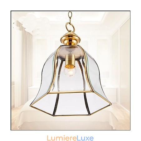 Suspension Country américaine de petite taille, tout en cuivre et verre simple Suspension Country américaine de petite taille, tout en cuivre et verre simple