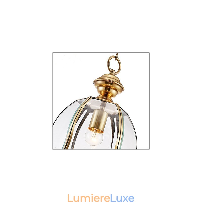 Suspension Country américaine de petite taille, tout en cuivre et verre simple