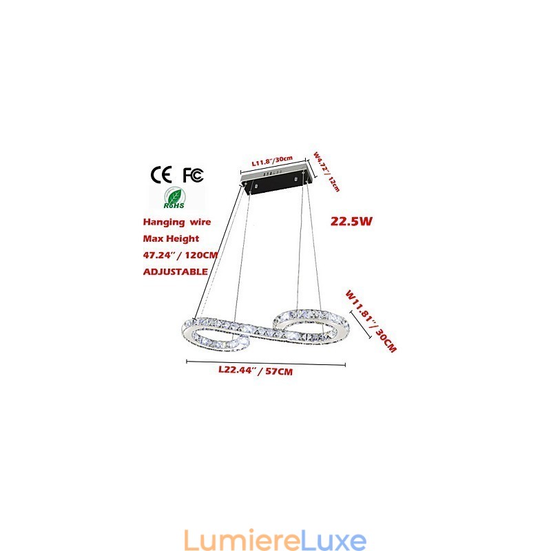 Modèle de suspension moderne en cristal, luminaires de plafond luxueux