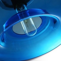 Suspension design moderne en verre bleu avec ampoule incluse