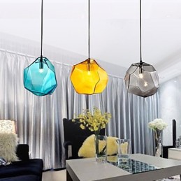Suspension 3 lumières style italien, galvanoplastie transparente