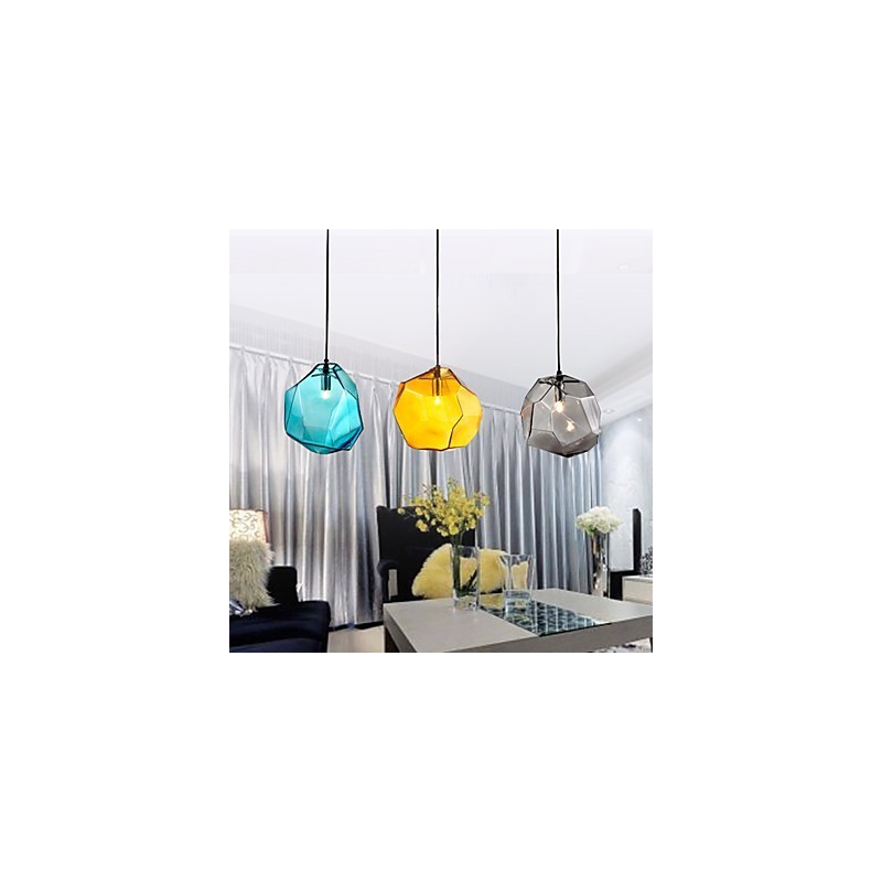 Suspension 3 lumières style italien, galvanoplastie transparente