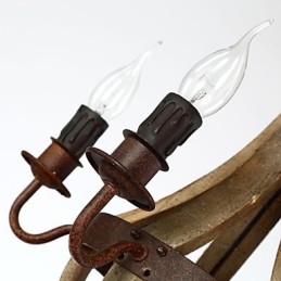 Lustre vintage en bois et bambou peint de style mini