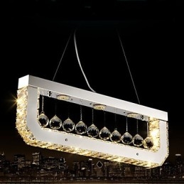 Lustre en cristal à lumière jaune rectangulaire